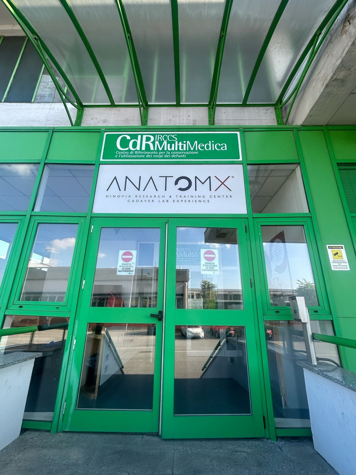 Entrance to the AnatomX centre at IRCCS MultiMedica